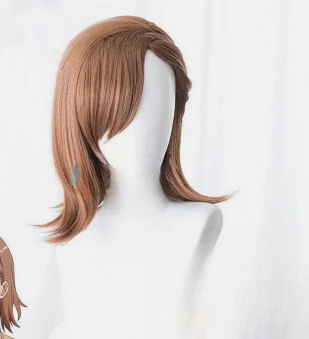 Parrucca cosplay Railgun Mikoto Misaka Parrucche sintetiche per capelli corti da festa