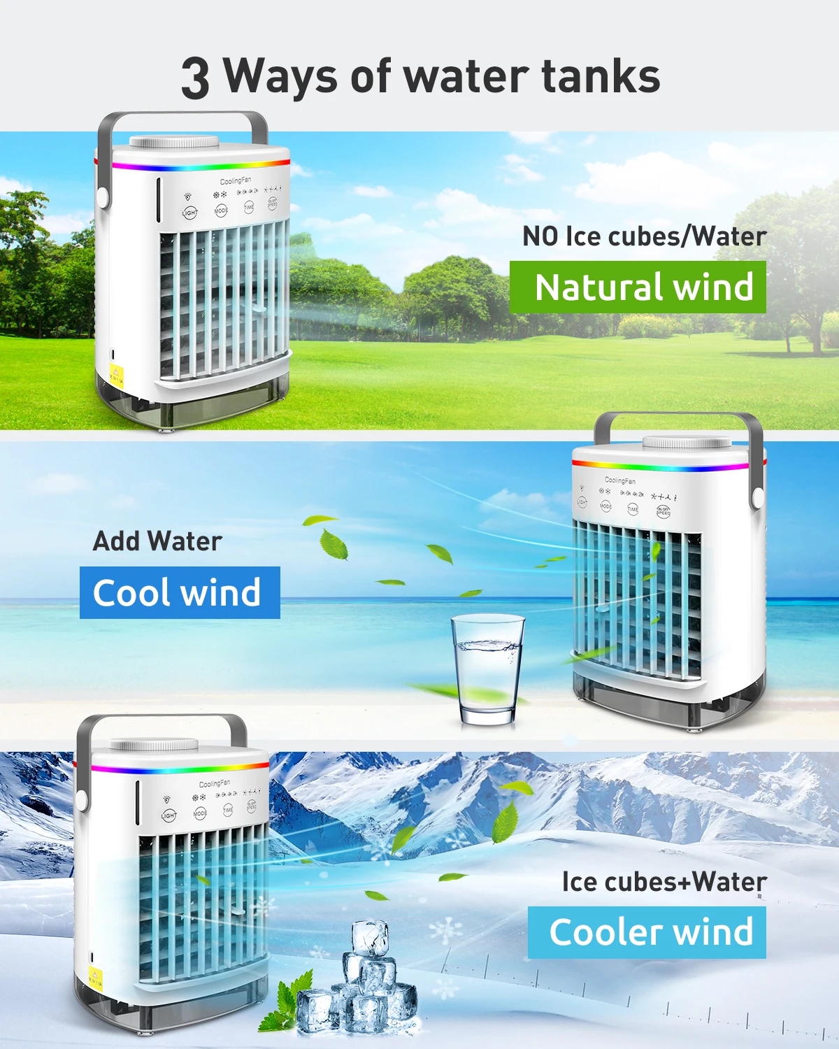 Portable Air Conditioner for Home Mute Electric Spray Cooling Fan Summer Desktop Cold Air Conditioning for Camping Office Room