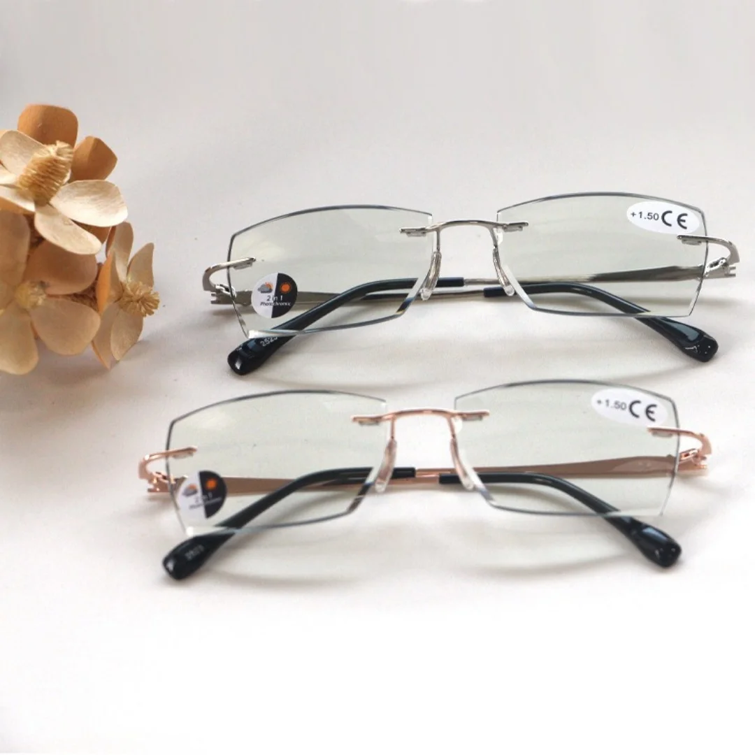 

Rimless Reading Glasses For +1.0 to +4.0 Women Men Ultralight Alloy Temples Spectacles For Presbyopic Hyperopia