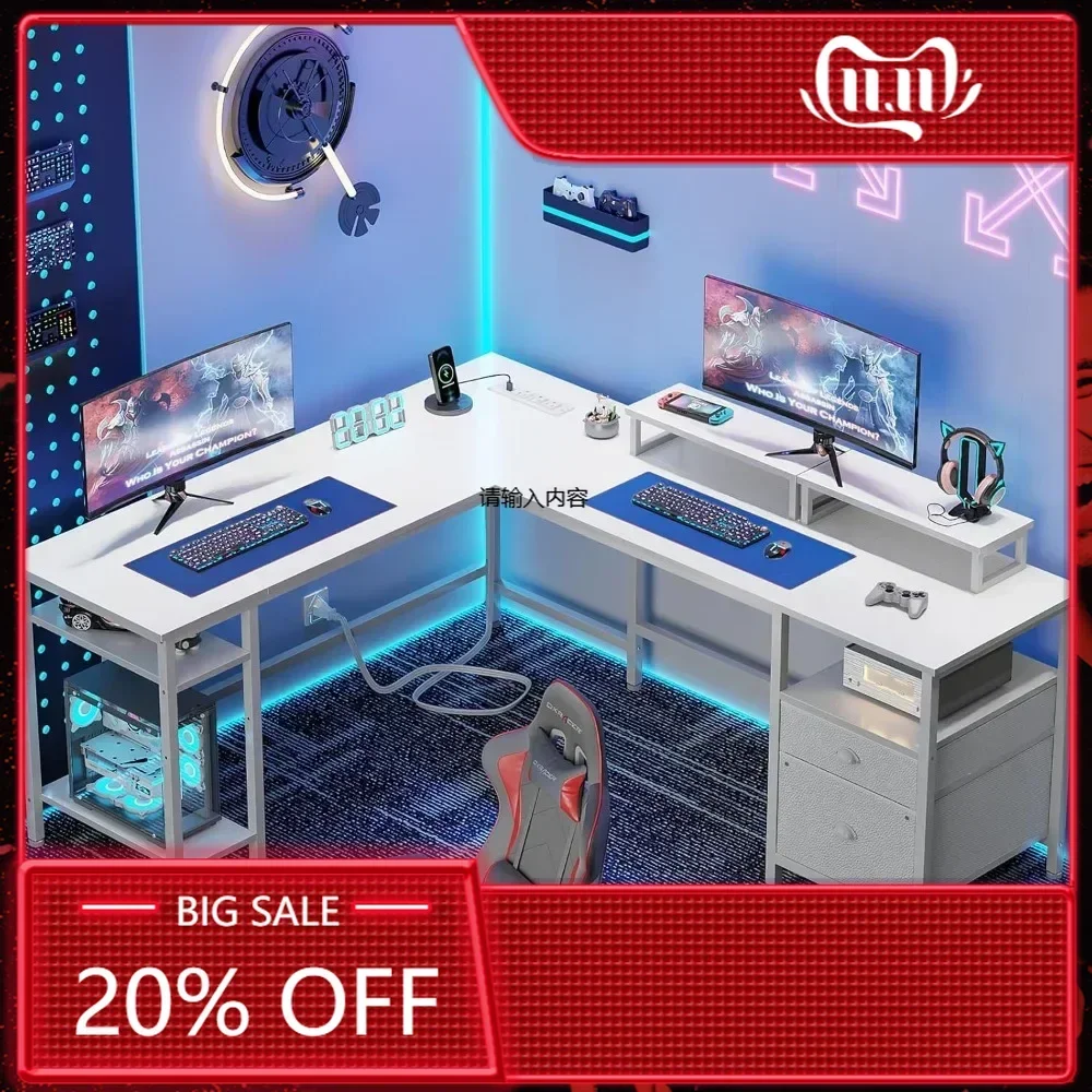 White 59” L Shaped …