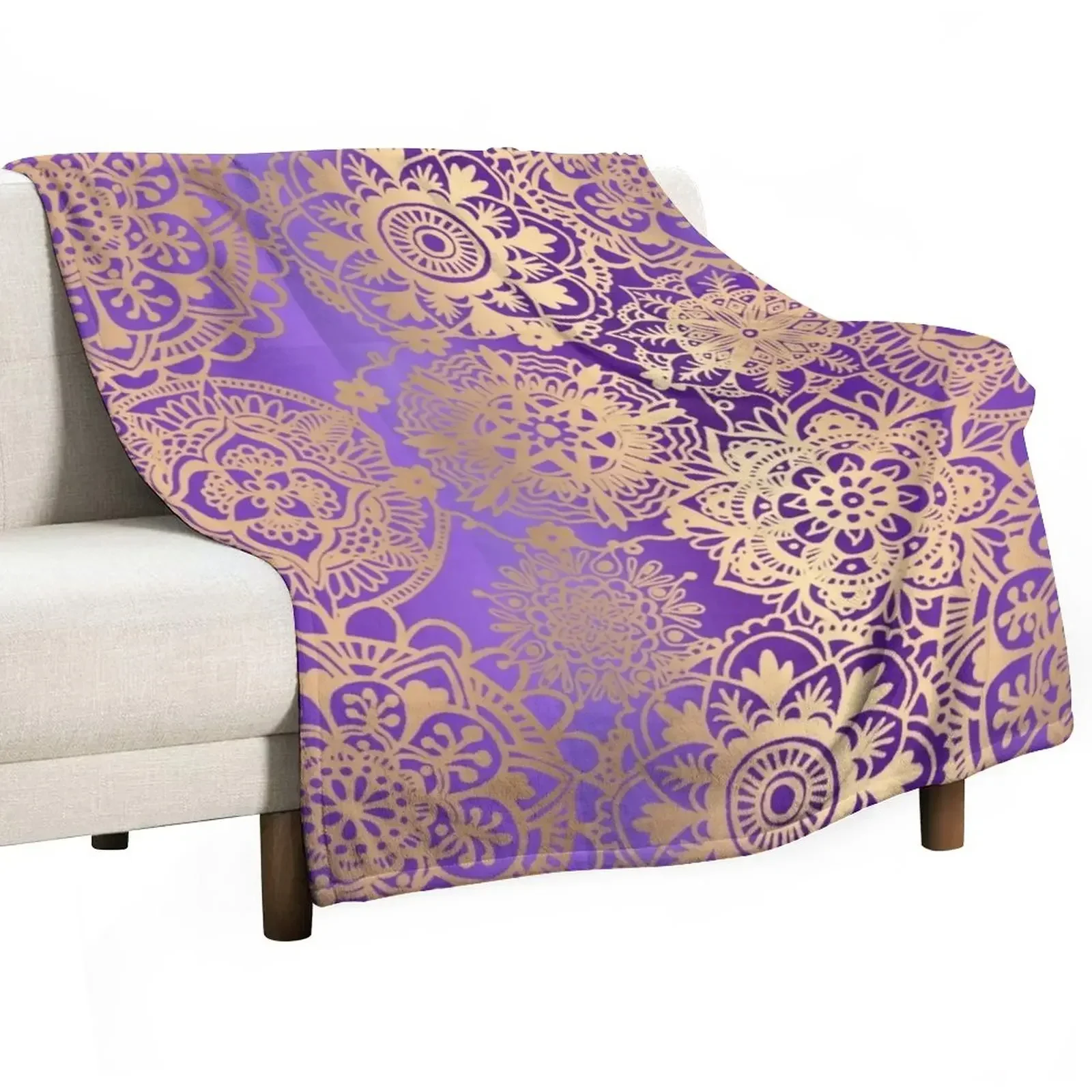 

Purple and Gold Mandala Pattern Throw Blanket Beach anime warm for winter Blankets