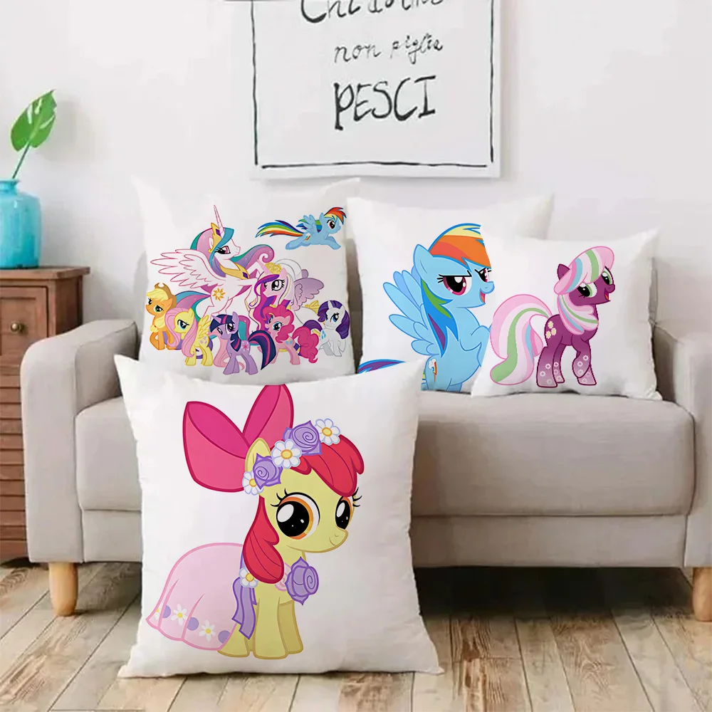 My Little PonyS Pillow Covers Cartoon Sofa Decorative Home Double-sided Printing Short Plush Cute Cushion Cover