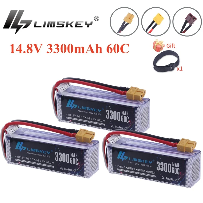 4S 14.8V 3300mAh 60C Lipo Battery with XT30 XT60 T Connector Softcase Lipo Battery for RC Car Truck Airplane FPV UAV Drone 1/3PC