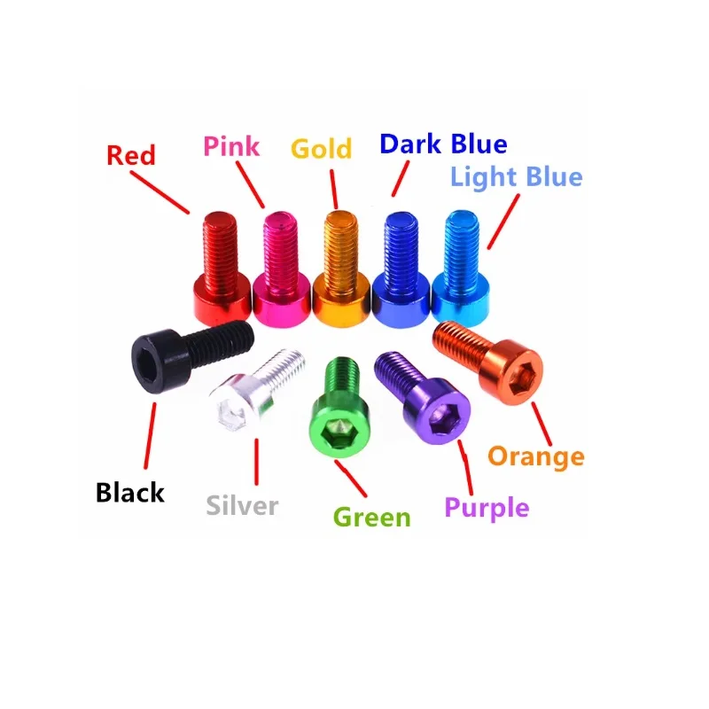 6063 Aluminum Cup Head Screws(Anodized Colors)M3 M4 M5 M6 Colourful Aluminum Alloy Hexagon Hex Socket Cap Head Machine Bolts