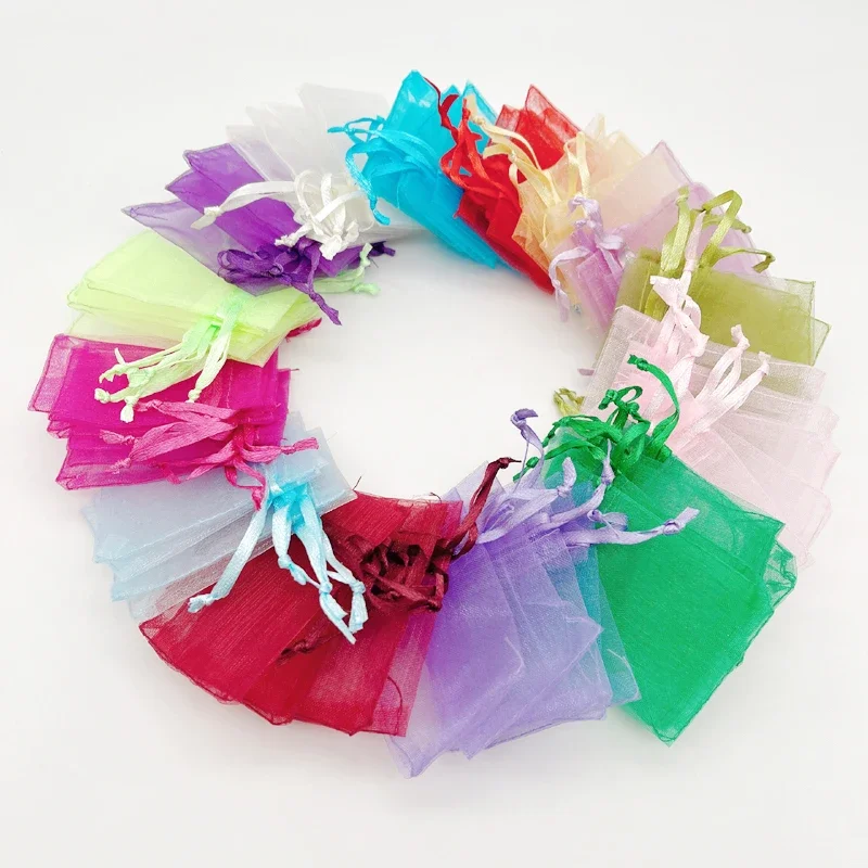 

100pcs 9x12cm Mesh Mini Gift Pouches Organza Gift Bag Wedding Packaging Jewelry Storage Bags Drawstring Organza Bags Sachet Bag