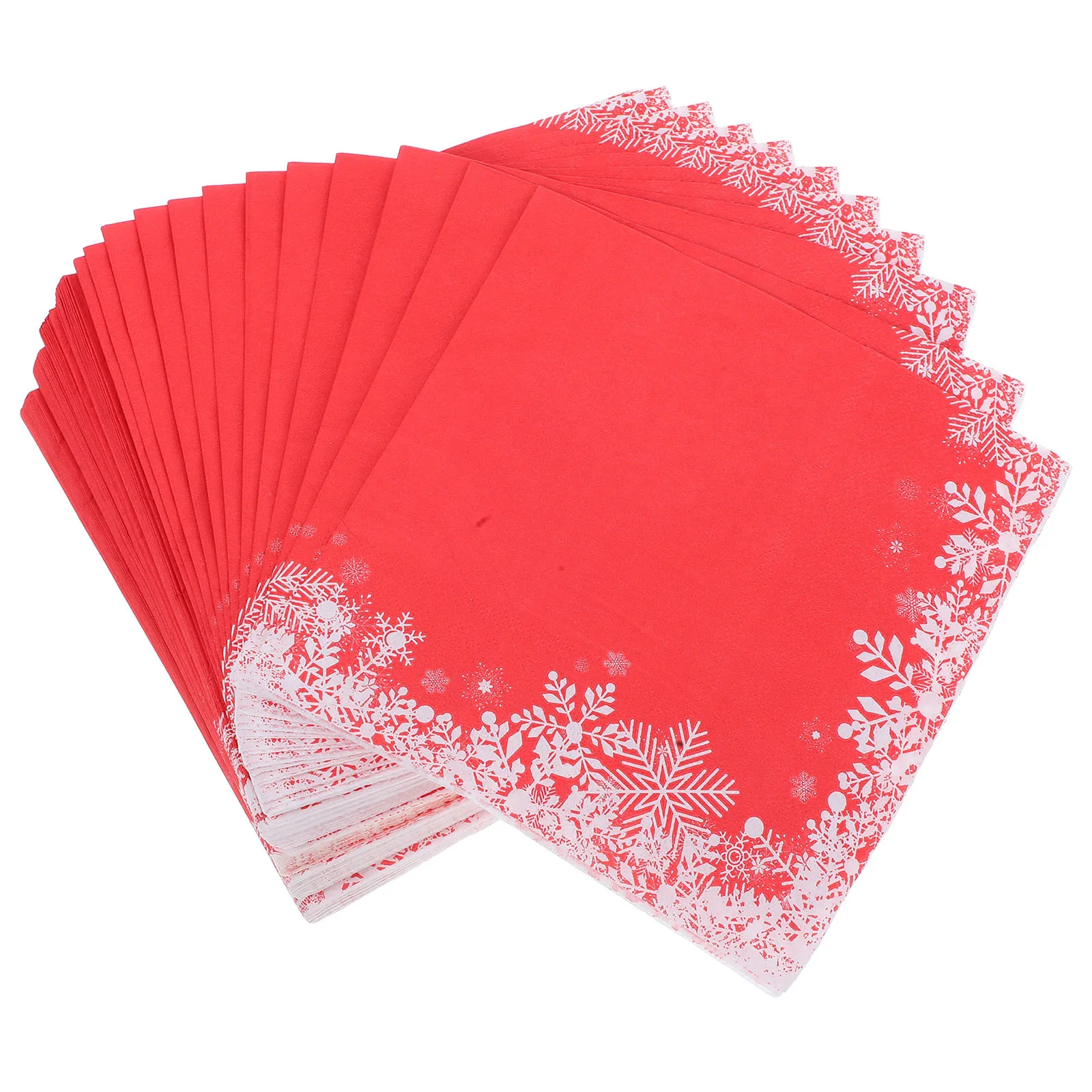 

100Pcs Christmas Snowflake Napkins Red Disposable Holiday Dinner Party Decorative Tissues Winter Table Supplies