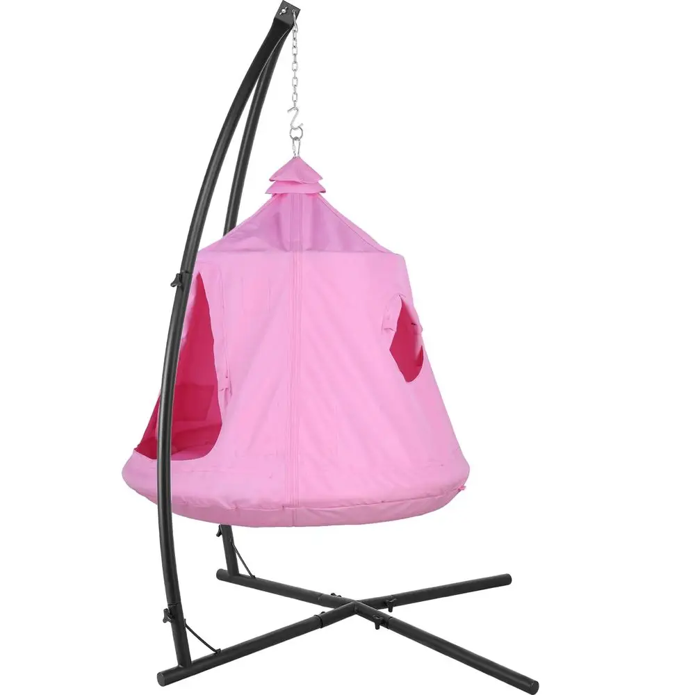 

Hanging Tree Tent w Swing Chair,Hammock Chair Stand Canopy w Steel Frame,Indoor Outdoor Egg Basket Patio Seat w Adjustable Soli