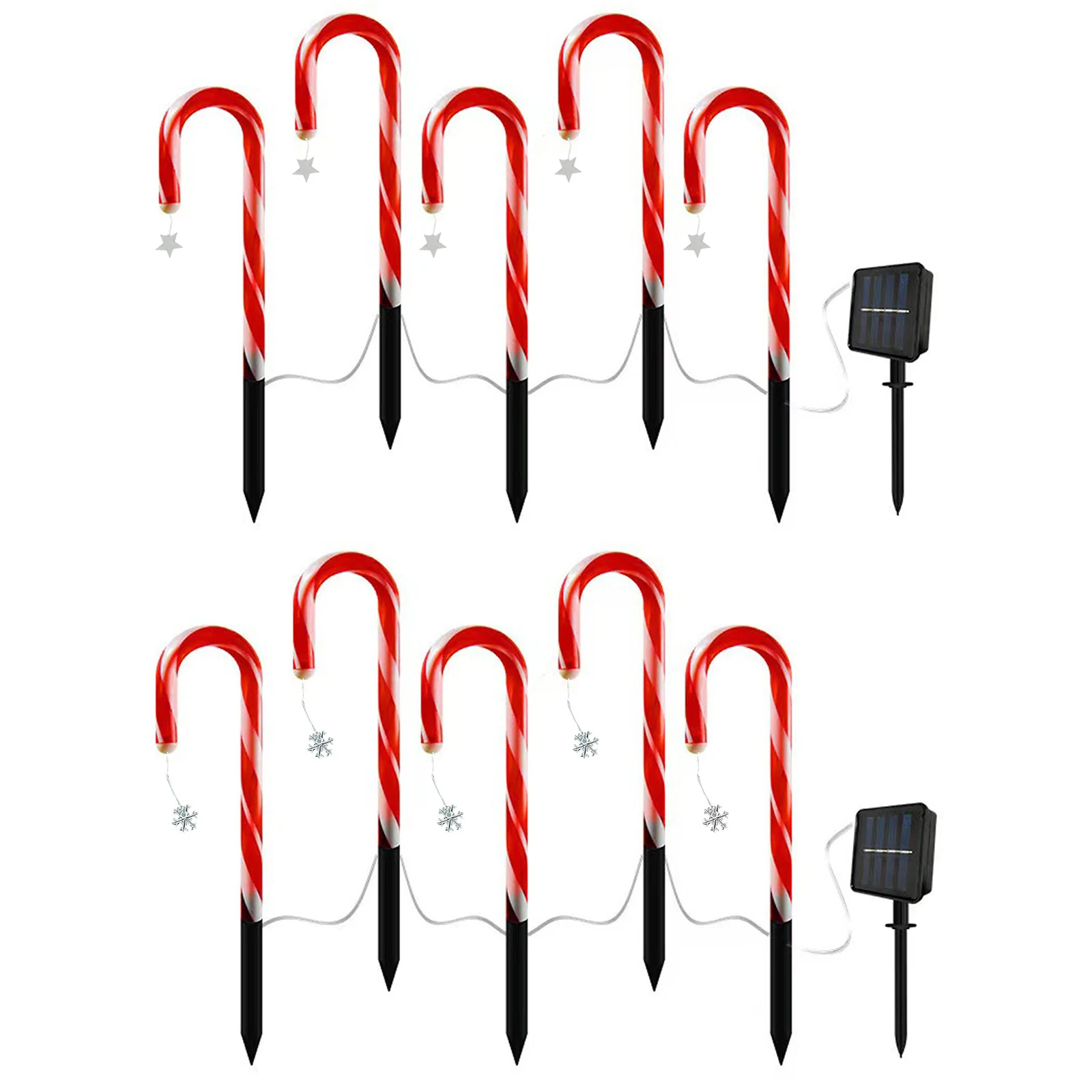 5PCS Solar Candy Cane Lights Outdoor Christmas Decorations Christmas Solar Powered Lights 8 Modes Christmas Candy Garden Lights