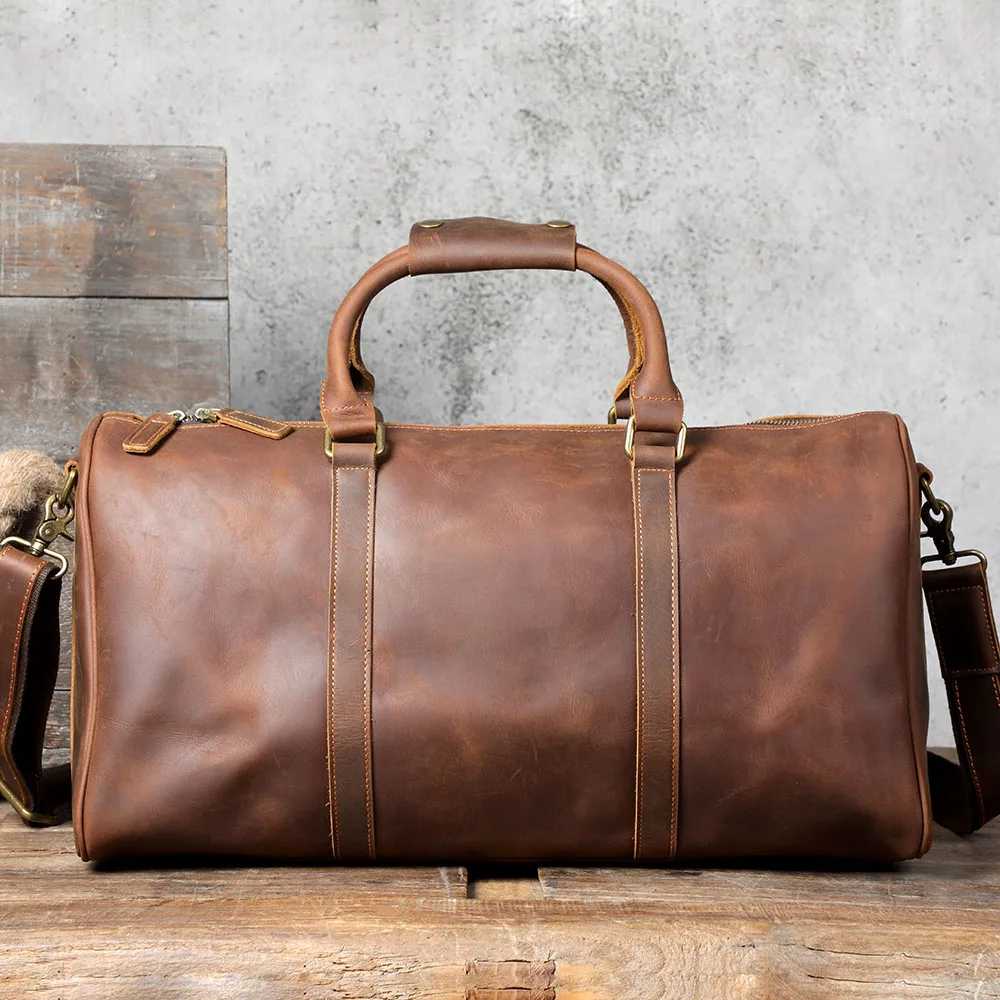S.WORKER Vollnarbenleder-Reisetasche Große Kapazität Weekender-Reisetasche Echtleder-Sporttasche für Herren – Detail 10