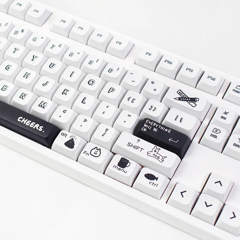 Black cartoon theme XDA keycap 130 cross axis mechanical keyboard personality cute keycap PBT hot sublimation