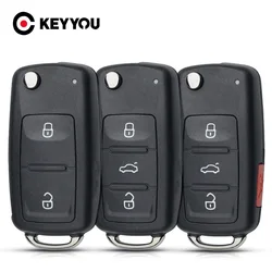 Keyyou 2/3/4 Knoppen Auto Flip Folding Remote Key Shell Voor Vw Volkswagen Tiguan Golf Sagitar Polo MK6 Ongesneden blade Fob