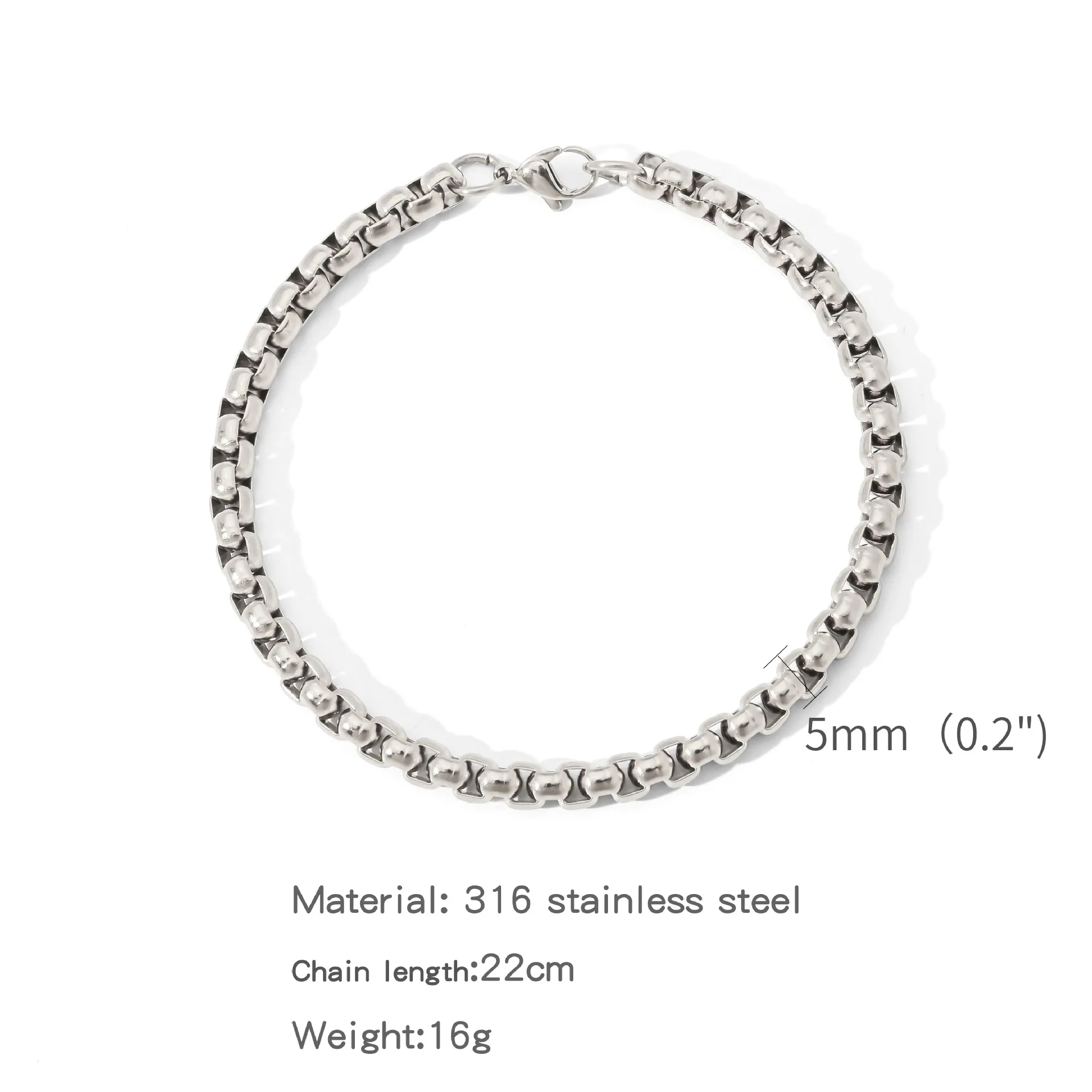 Edelstahl Quadratische Kugelketten-Armband für Männer Titanstahl-Schmuck Hip-Hop-Armband für Frauen Modetrend-Accessoires Geschenk – Detail 11