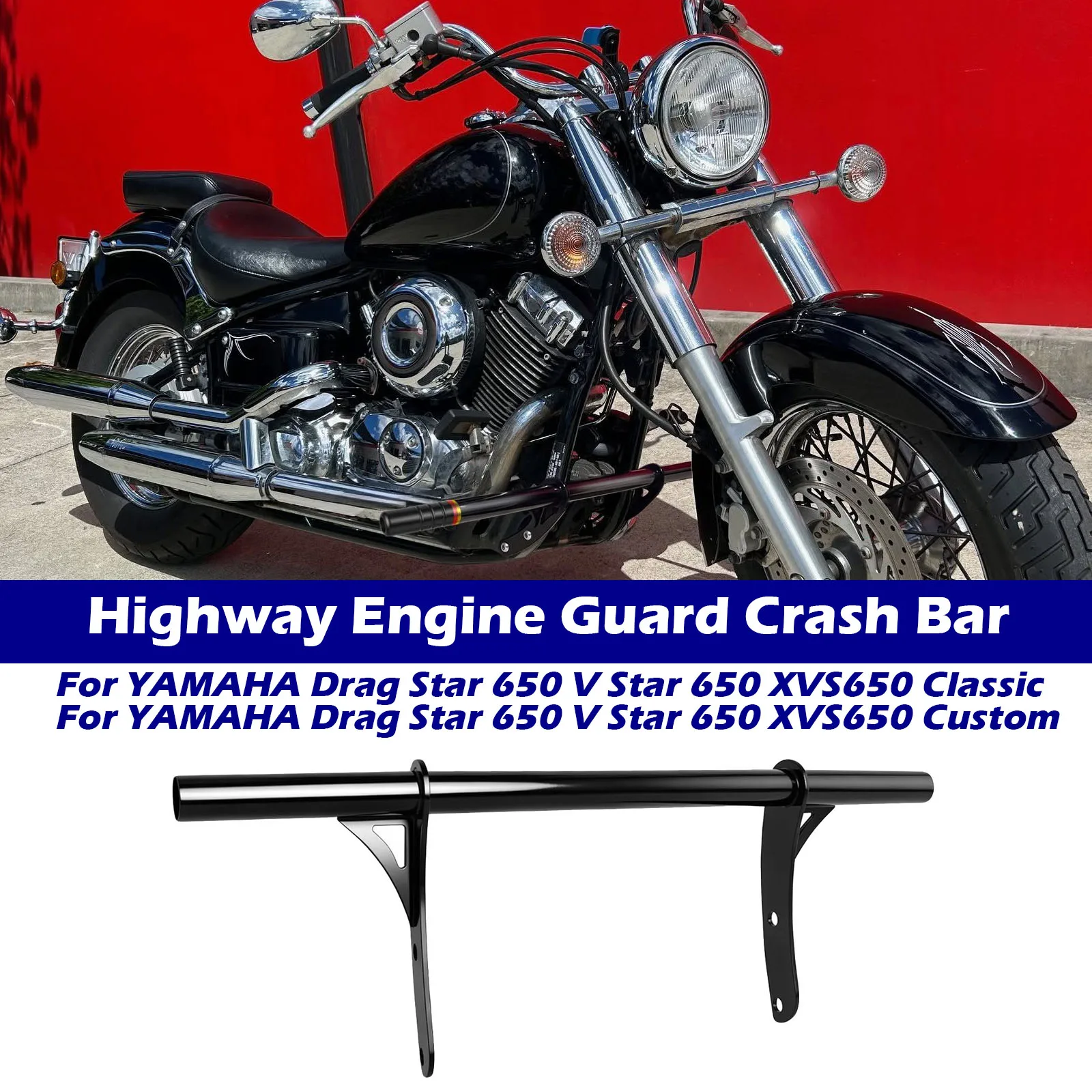 Front Highway Engine Guard Crash Bar Falling Protection For YAMAHA Drag Star 650 V Star 650 XVS650 Classic /Custom 1988-2019