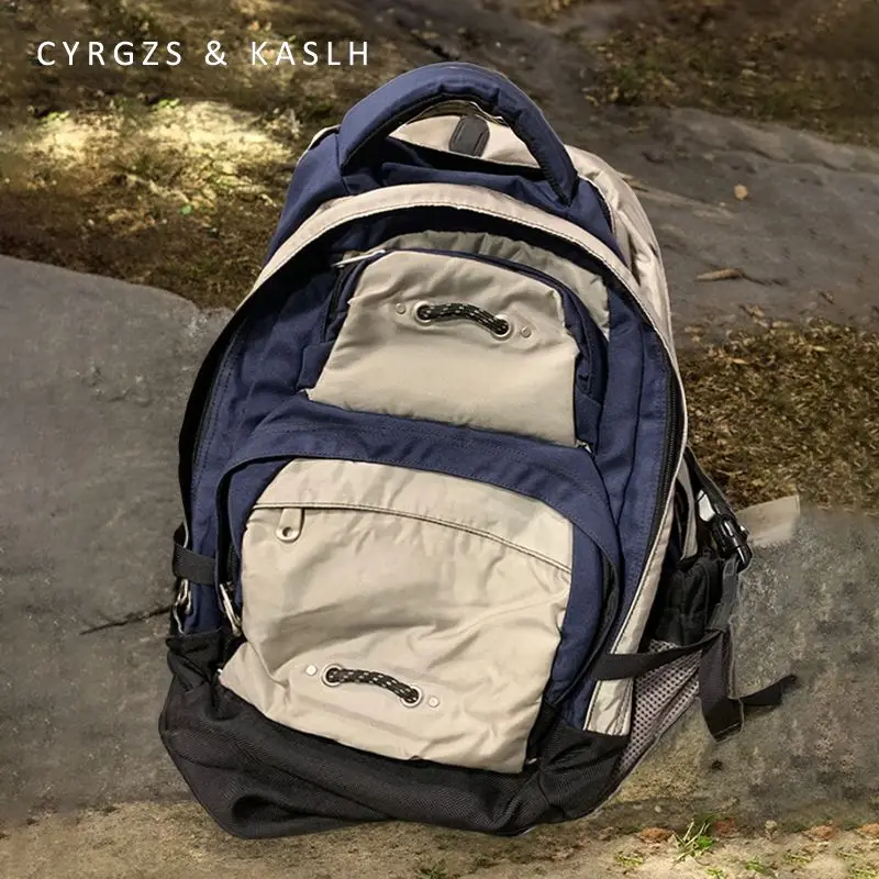 

Рюкзак для спорта на открытом воздухе в японском стиле для мужчин, большой вместительный походный рюкзак с цветными блоками, унисекс, легкая дорожная сумка для женщин