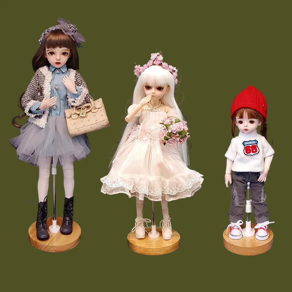Support for 1/6 1/4 1/3 Dolls Stand 30cm 45 60 cm Doll Support Frame for Display OB24 OB27 Solid Wood Base