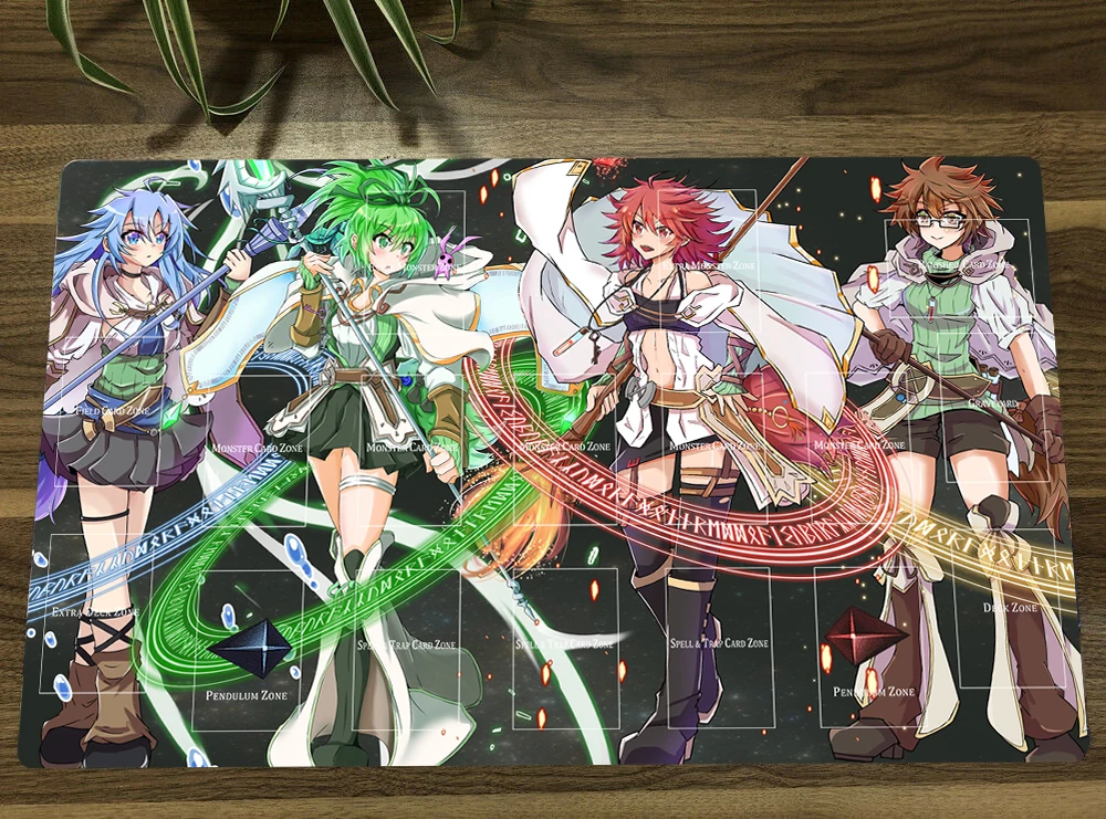 

YuGiOh Girls Eria Hiita Wynn TCG CCG Mat Trading Card Game Mat Table Playmat Desk Gaming Play Mat Mouse Pad 60x35cm Free Bag