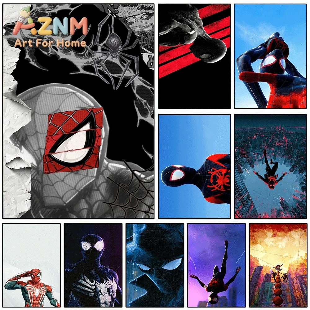 Spider Man Miles Morales Canvas Wall Art No Frame Superhero Comic Poster Print Modern Home Bedroom Living Room Decor Artwork P