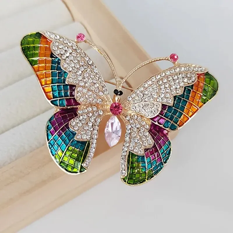 1PCS Butterfly BroochesTrendy Multicolour Alloy  For Women Metal Crystal Insect Brooch Party Birthday Winter Jewelry