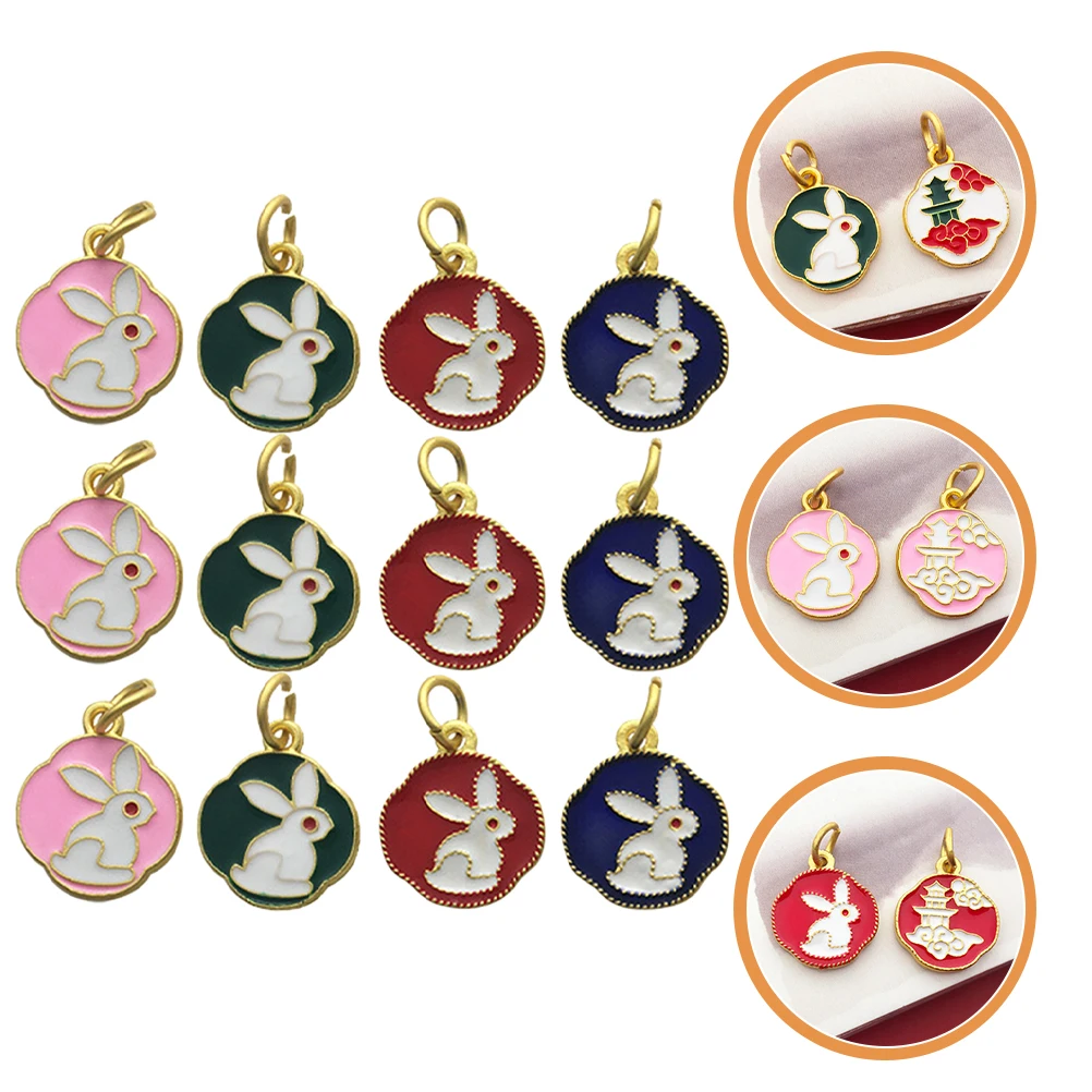 

12pcs Rabbit Charm Pendants Cartoon Bunny Shaped Diy Alloy Bunny Keyring Pendant Bracelet Decorative Crafts Jewelry Making