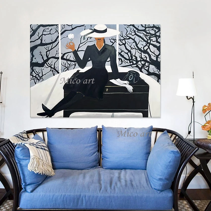 Room Artwork Abstract Frameless Figure Art Paintings Office Decoration Large Size Black Animal Canvas Picture Acrylic Wall