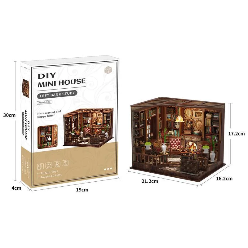 DIY Cottage Left Bank Study Model House Smart Fun House Hand Assembled Toy Micro Landscape House Mini House Art
