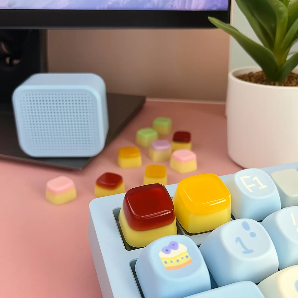 Cross Shaft Jelly Pudding Keycap Personalized Transparent Design Mechanical Keyboard Key Caps Jelly Texture Original Dripping