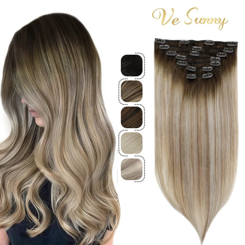 vesunny-女性のための長くて硬い人間の髪の毛のエクステンションブロンドの髪シームレスなエクステンション