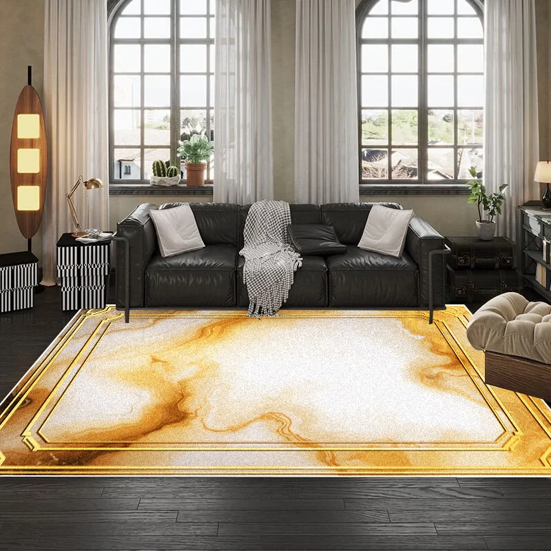 Modern Luxury Gold Carpet Living Room Family Sofa Area Bedroom Bed Large Rugs Machine Wash Non-slip Hallway Coffee Table Mat