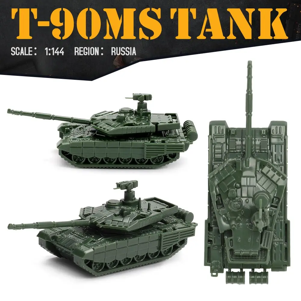 ViiKONDO Toy Tank Model Kit 16pcs 1/144 Scale Russian T-90MS vs T0S-1A Heavy Flamethrower System Military Vehicle Army Men Gift