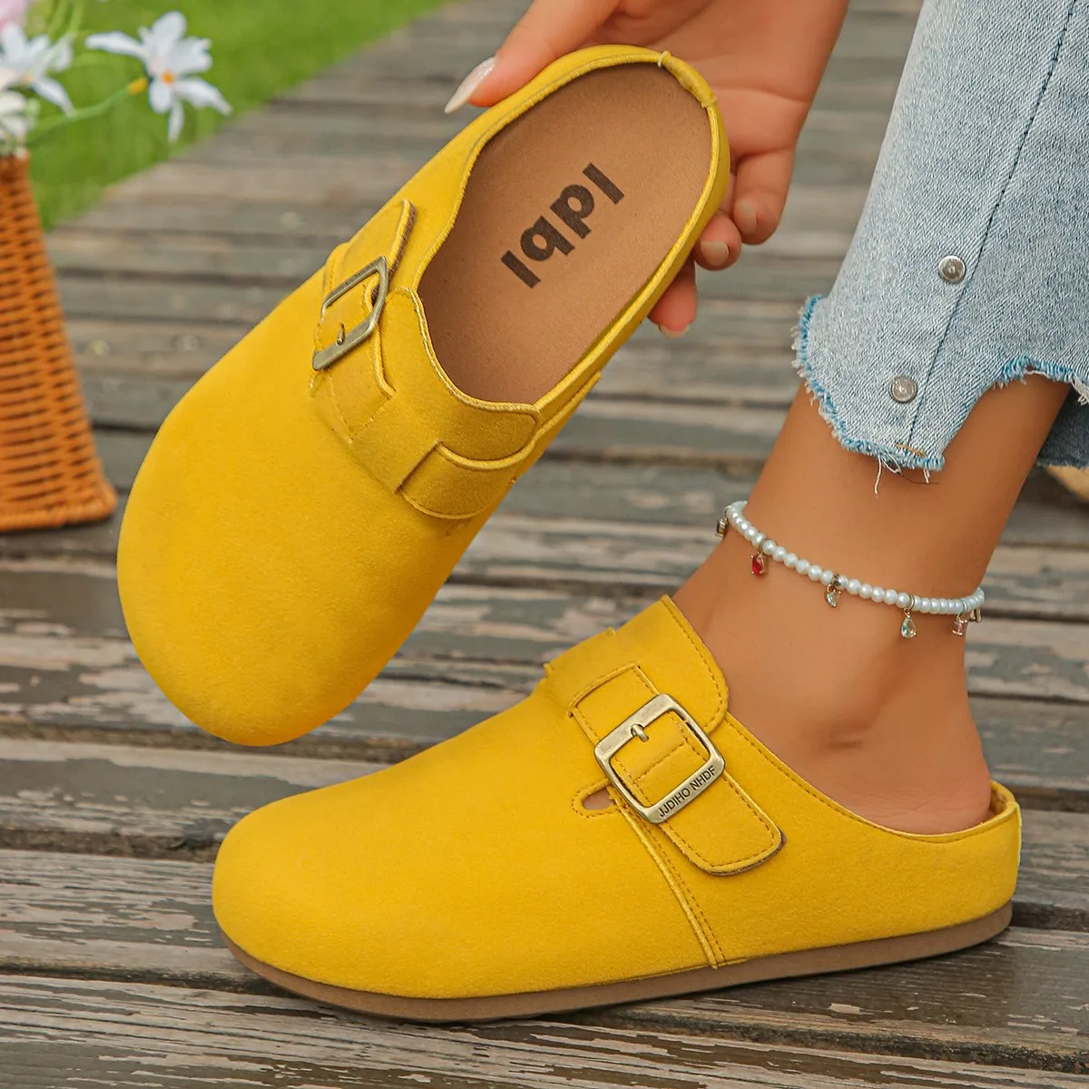 Frühling/Herbst Elegante Baotou Sexy Flache Mules Modische Bestseller Neue Bequeme Übergrößen Damenschuhe – Detail 9