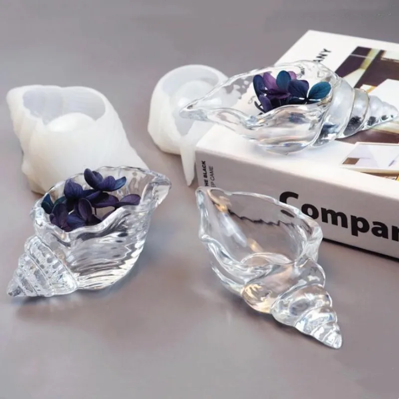 แม่พิมพ์ซิลิโคนรูปหอยเชลล์กล่องเครื่องประดับกระถางดอกไม้ DIY ขนาดเล็กเครื่องประดับทำมือสำหรับบ้านตั้งโต๊ะ