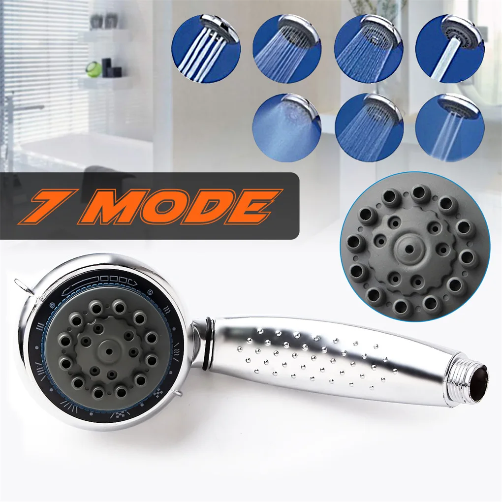 Adjustable 7-Function High Pressure Shower Head 7-In-1 Water Saving Showerhead SPA Rain Bathroom Handheld Bath Rubber Nozzle