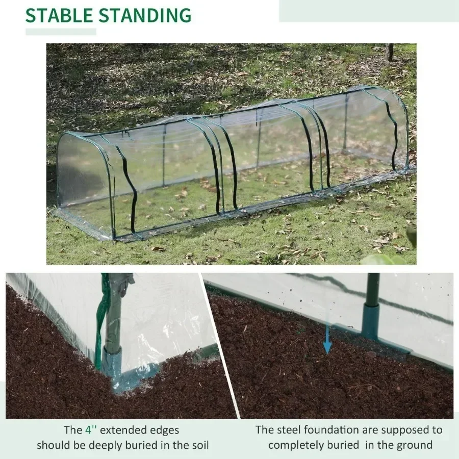

11.5' L x 3.25' W x 2.5' H PVC Metal Tunnel Garden Greenhouse Kit