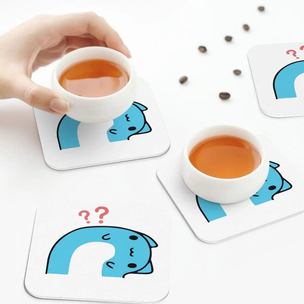 Comic Cat Bugcat Capoo Bug Cat Coasters Kitchen Placemats Insulation Cup Coffee Mats For Decor Home Tableware Pads Set of 4