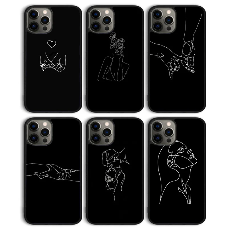 Bad Habits Black and white Art Abstract Lines Phone Case Cover for iPhone 16 15 14 13 11 12 Pro Max mini XS XR Plus Coque