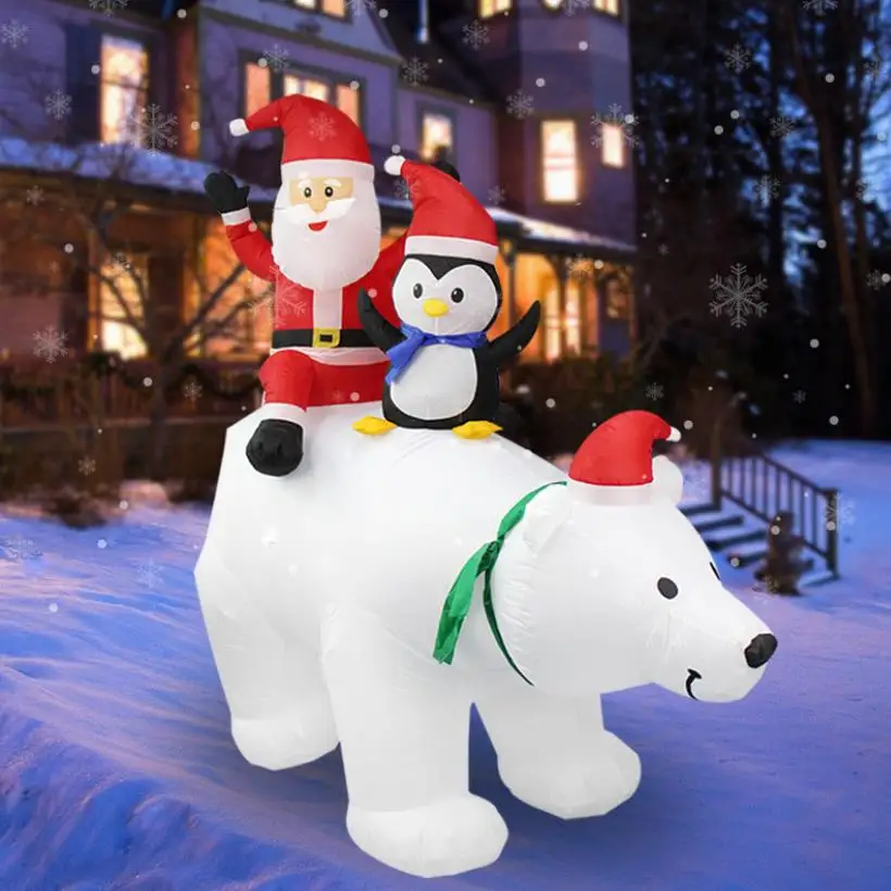 Christmas Party Decoration Event Christmas glowing inflatable Santa Claus polar bear penguin ornaments Toy 7ft with light