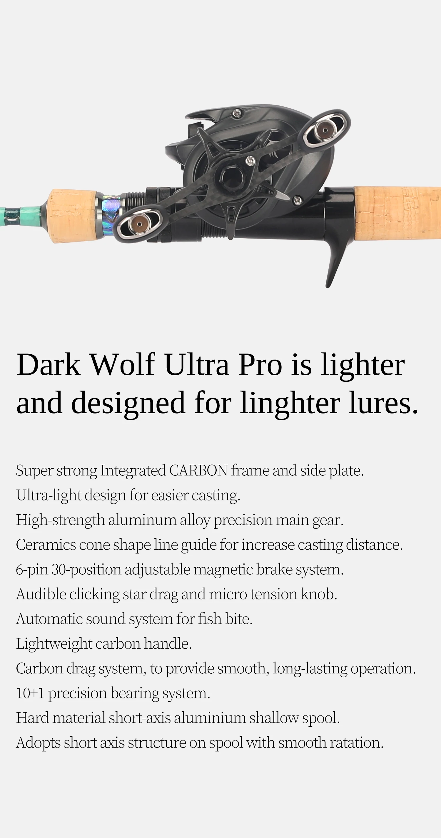 TSURINOYA 135g Ultra Licht 6,1g Spool Köder Finesse Baitcasting Angeln Reel Dark Wolf 50S 7.1:1 4kg Flach Spool Ligh Spiel Spule – Detail 4