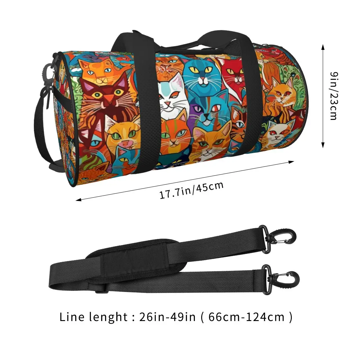 Kawaii Cat Gym Bag Animal Funny Swimming Sports Bags Men Women Printed Large Capacity Colorful Fitness Bag Weekend Handbags