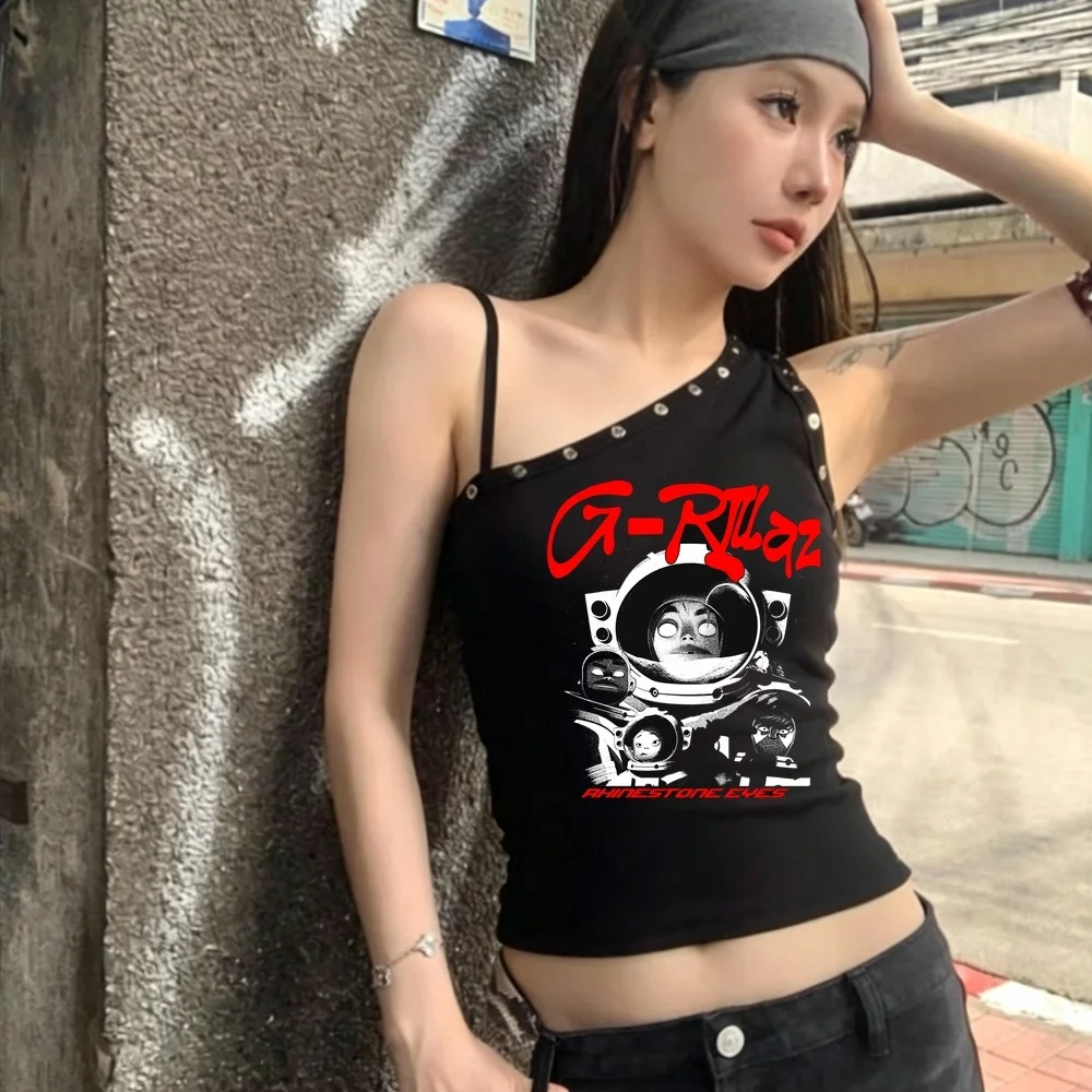 Gorillaz cropped top girl anime harajuku party japanese t shirt japan alternative  manga scene  cheap