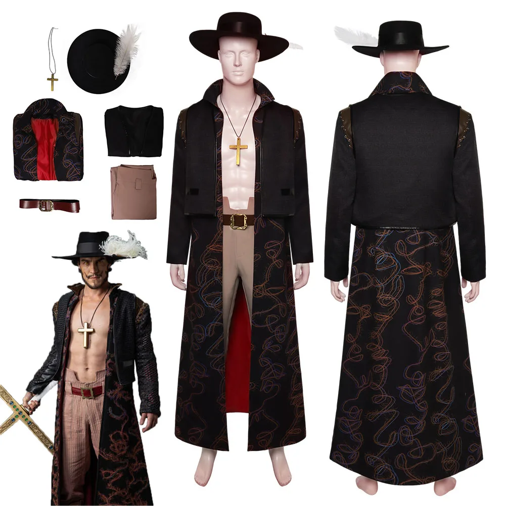 

Костюм для косплея Dracule Mihawk, маскировка, мужская куртка, брюки, шапка, костюм для ролевых игр на Хэллоуин