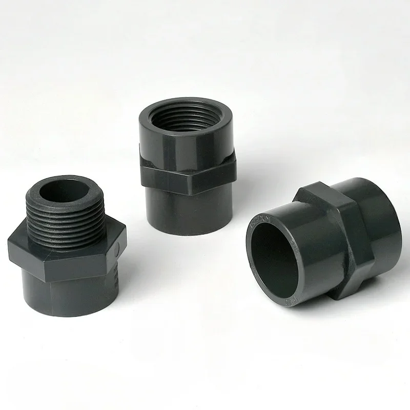 1Pcs PVC Male Threaded Connector UPVC Water Pipe Fitting Chemical Industry Accessories Male Threaded Joint Male Straight Adapter