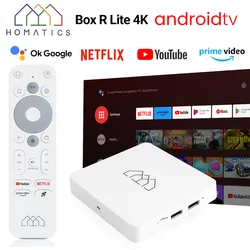 Boîtier TV R Lite, Android TV 12, 2 Go/32 Go, WiFi, BT Pig, Amlogic S905Y4, décodeur pour PC de salle de bain, compatible Dolby Atmos, Google et Netflix