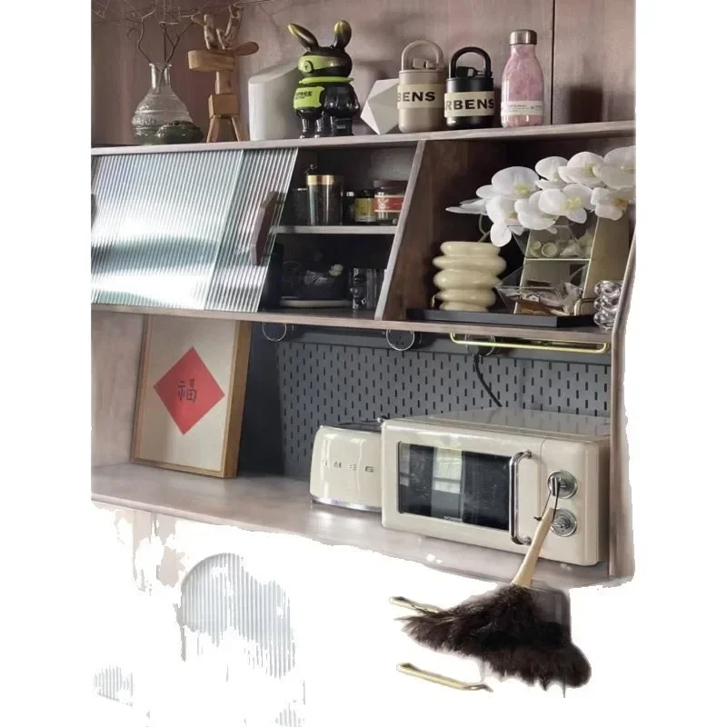 

Solid wood dining side cabinet, walnut retro tea cabinet, locker coffee cabinet side cabinet, living room uppe