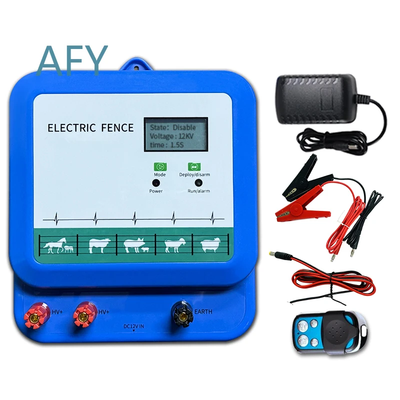 Electric Fence Energizer for Farm Electric Fences with Broken Wire Alarm Prompt for Pastures Livestock Protection Outdoor