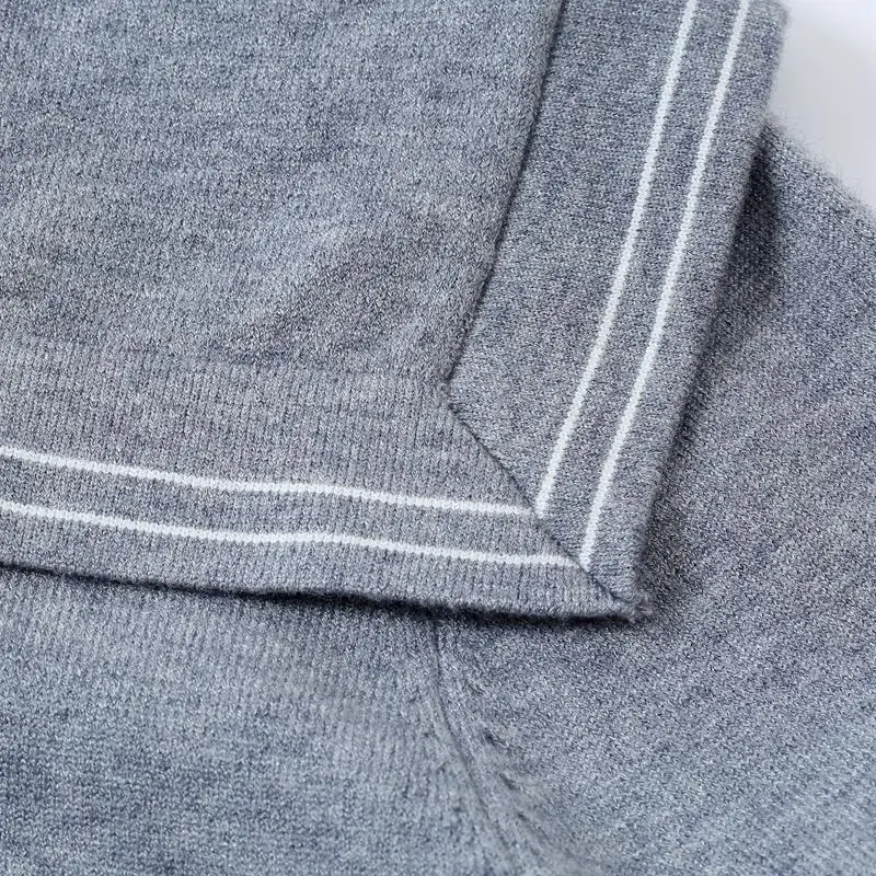 เสื้อสเวตเตอร์คอเซเลอร์สไตล์เกาหลีสำหรับผู้หญิง ลายทางถักแบบนักเรียน แต่งลูกไม้ แต่งเชือกผูกด้านหน้า เสื้อถักนิตติ้ง แฟชั่นลำลองสไตล์หวานๆ สำหรับฤดูใบไม้ผลิและฤดูใบไม้ร่วง