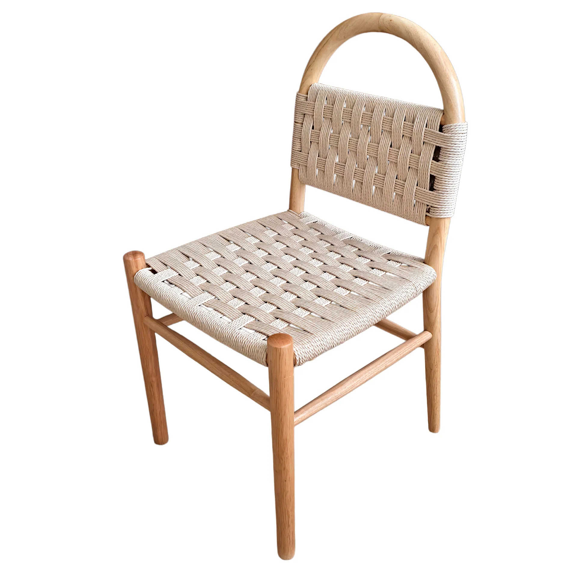 Solid wood dining chair Household rope chair Light luxury high-end restaurant dining table and chair Antique casual tea table Ma