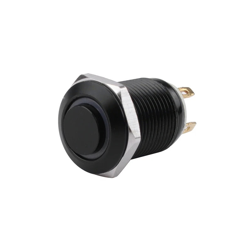 12mm Black Push Button Switch Waterproof Illuminated Metal High Head Momentary Switches with Power Mark 3V 6V 12V 24V 110V 220V