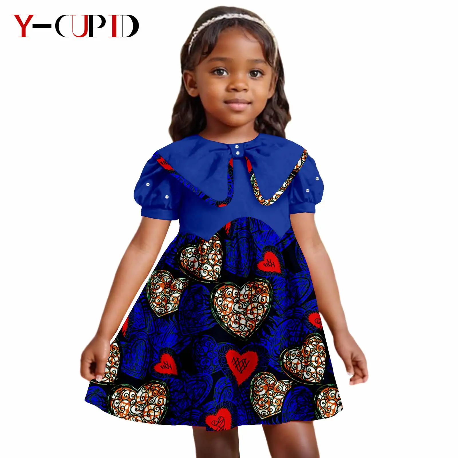Vestidos estampados africanos para niña, ropa bordada de Ankara, a juego, Bazin Riche, trajes de algodón para niños, 2445017