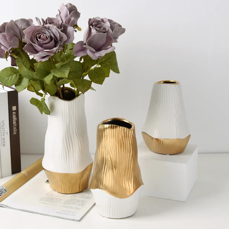 

Ceramic Vase Modern Simple Electroplated Gold Dried Flower Flower Arrangement Flower Table Soft Decoration Home Accessories