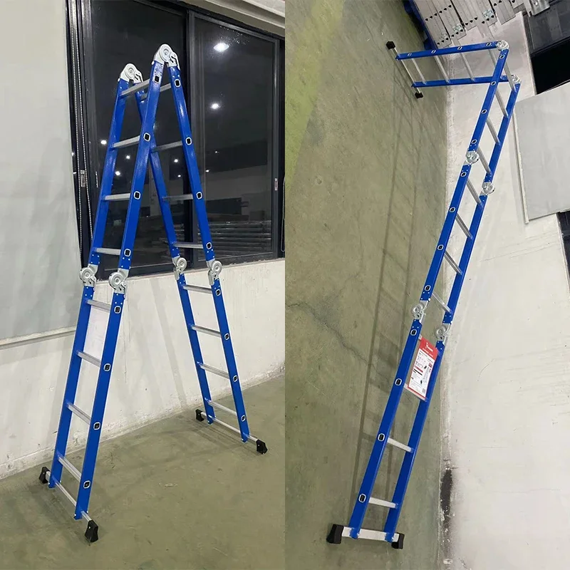 

EN131 GS 4x2 4x3 4x4 4x5 4x6 Multifunctional Folding Ladder Hinge Portable Aluminium Step Ladders Multi Purpose Ladder